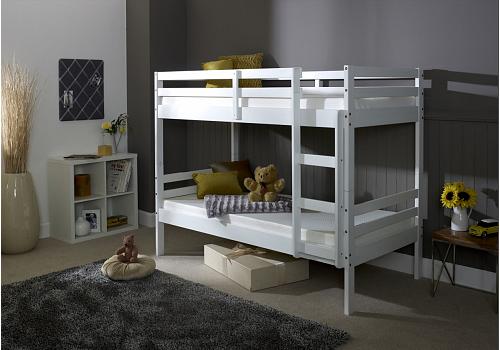 2ft6 Small single,junior white wood wooden bunk bed frame 1